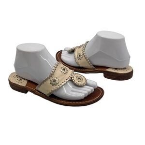 Jack Rogers Off White T-Strap Thong Sandals Size 7 Women's